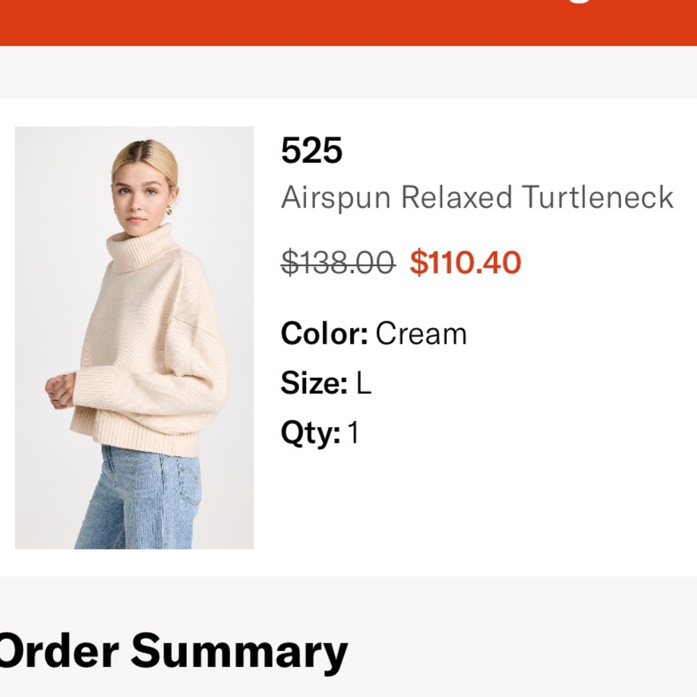 525 Airspun Relaxed Turtleneck Sweater - Cream
